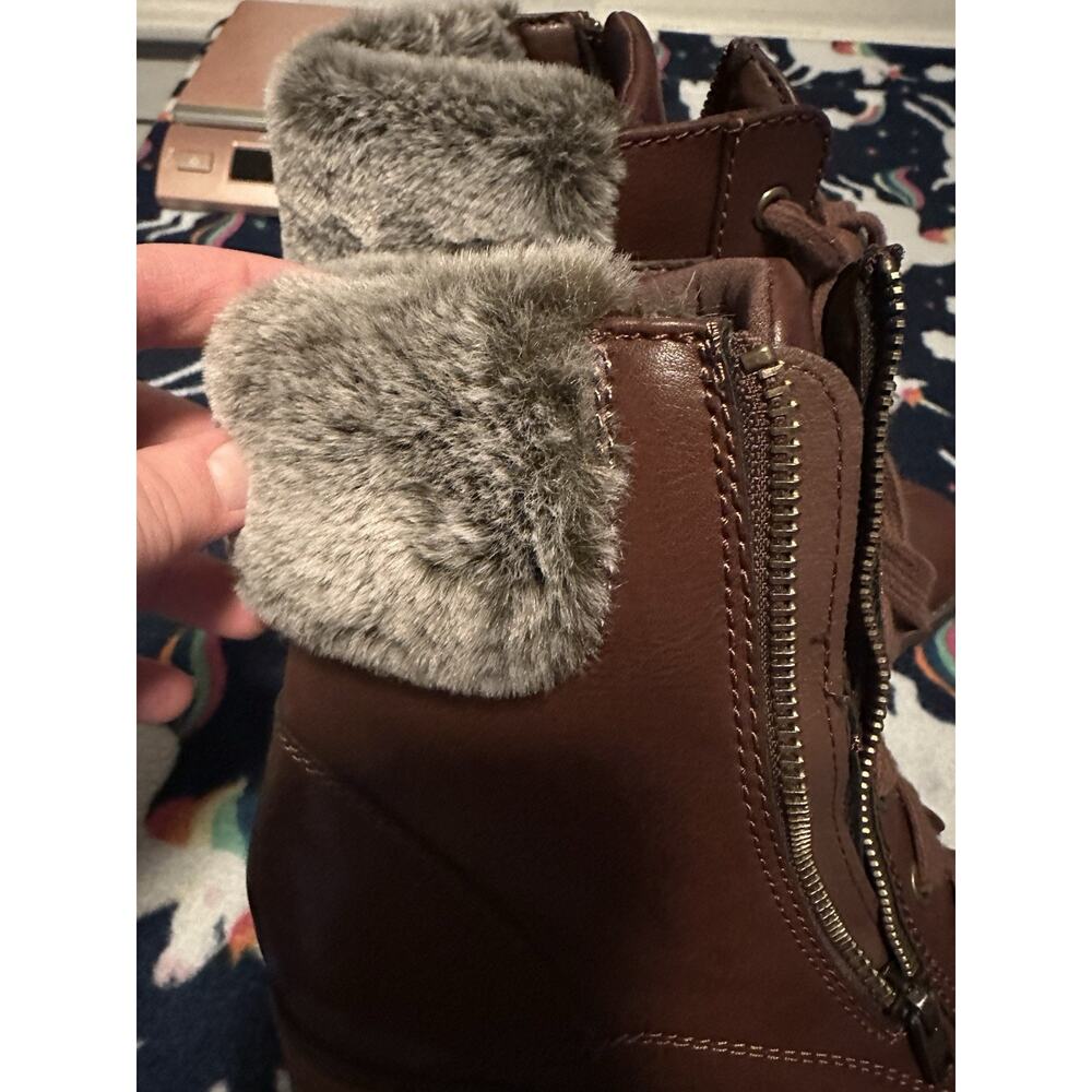 Women’s Size 10M Dress Boot Faux Fur Trim Mia Brown (stitch Fix) Worn 1x - Picture 9 of 11